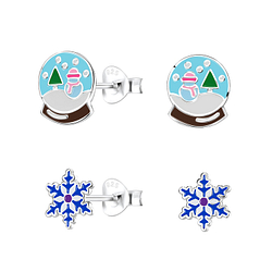Wholesale Sterling Silver Christmas Holiday Ear Studs - JD9976