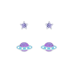 Wholesale Sterling Silver Planet Ear Studs Set - JD7646