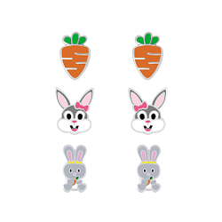 Wholesale Sterling Silver Carrot and Rabbit Ear Studs Set - JD7679