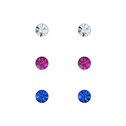 Wholesale 4mm Crystal Sterling Silver Ear Studs Set - JD7693