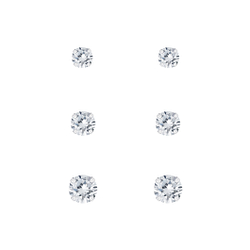Wholesale 3mm 4mm and 5mm Cubic Zirconia Sterling Silver Ear Studs Set - JD7699