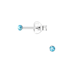 Wholesale 2mm Round Crystal Sterling Silver Ear Studs - JD1706