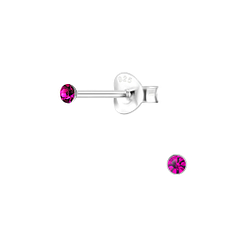 Wholesale 2mm Round Crystal Sterling Silver Ear Studs - JD1706