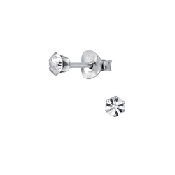 Wholesale 3mm Round Crystal Sterling Silver Ear Studs - JD1972