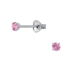 Wholesale 3mm Round Cubic Zirconia Sterling Silver Ear Studs - JD1975