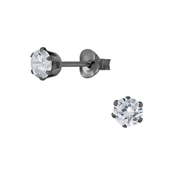 Wholesale 4mm Round Cubic Zirconia Sterling Silver Ear Studs - JD5425