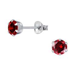 Wholesale 5mm Round Cubic Zirconia Sterling Silver Ear Studs - JD1977