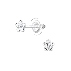 Wholesale Sterling Silver Flower Screw Back Ear Studs - JD7768