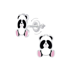 Wholesale Sterling Silver Panda Screw Back Ear Studs - JD7180