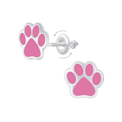 Wholesale Sterling Silver Paw Print Screw Back Ear Studs - JD6820