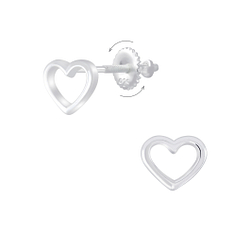 Wholesale Sterling Silver Heart Screw Back Ear Studs - JD6322