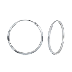 Wholesale 25mm Sterling Silver Hammered Hoops - JD1606