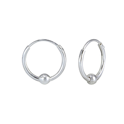 Wholesale Sterling Silver Ball Ear Hoops - JD1651