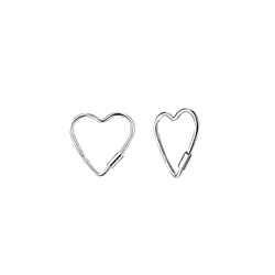 Wholesale 10mm Heart Sterling Silver Ear Hoops - JD1650
