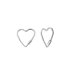 Wholesale 12mm Heart Sterling Silver Ear Hoops - JD7755