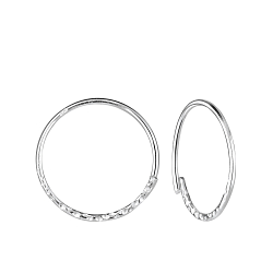 Wholesale 18mm Sterling Silver Patterned Ear Hoops - JD8195