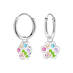 Wholesale Sterling Silver Paw Print Charm Ear Hoops - JD9900