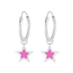 Wholesale Sterling Silver Star Charm Ear Hoops - JD5902