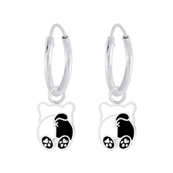 Wholesale Sterling Silver Dog Charm Ear Hoops - JD6830