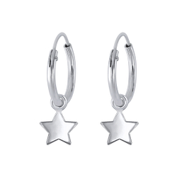 Wholesale Sterling Silver Star Charm Ear Hoops - JD2237