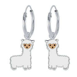 Wholesale Sterling Silver Alpaca Charm Ear Hoops - JD1940