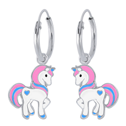 Wholesale Sterling Silver Unicorn Charm Ear Hoops - JD1988