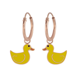 Wholesale Sterling Silver Duck Charm Ear Hoops - JD6530