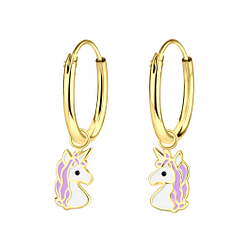 Wholesale Sterling Silver Unicorn Charm Ear Hoops - JD2430