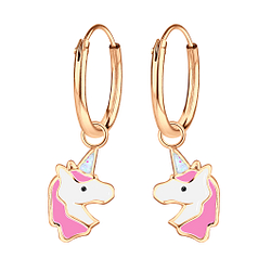 Wholesale Sterling Silver Unicorn Charm Ear Hoops - JD2960