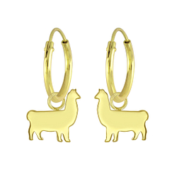 Wholesale Sterling Silver Llama Charm Ear Hoops - JD5758