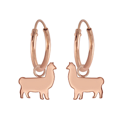 Wholesale Sterling Silver Llama Charm Ear Hoops - JD5743