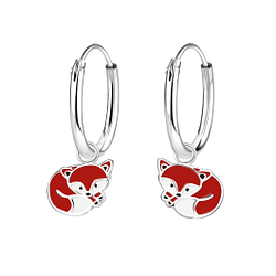 Wholesale Sterling Silver Fox Charm Ear Hoops - JD7307