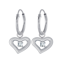 Wholesale Sterling Silver Heart Earrings Charm Hoop - JD4045