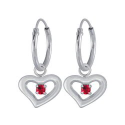 Wholesale Sterling Silver Heart Earrings Charm Hoop - JD4045