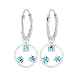 Wholesale Sterling Silver Circle Charm Ear Hoops - JD5008