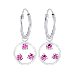 Wholesale Sterling Silver Circle Charm Ear Hoops - JD5008