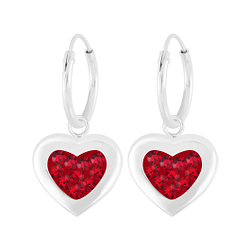 Wholesale Sterling Silver Heart Crystal Charm Ear Hoops - JD5702