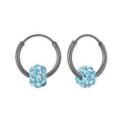 Wholesale Sterling Silver Crystal Ball Ear Hoops - JD5442