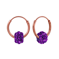 Wholesale Sterling Silver Crystal Ball Ear Hoops - JD2870