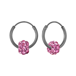 Wholesale Sterling Silver Crystal Ball Ear Hoops - JD5442