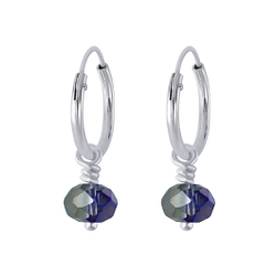 Wholesale Sterling Silver Handmade Bead Charm Ear Hoops - JD2406