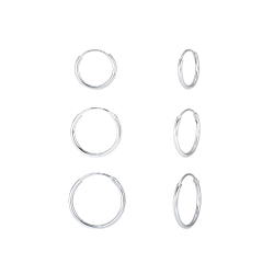 Wholesale 12mm 14mm and 16mm Sterling Silver Ear Hoops Set - JD7714