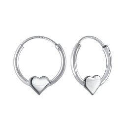 Wholesale Sterling Silver Heart Ear Hoops - JD2231