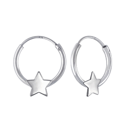 Wholesale Sterling Silver Star Ear Hoops - JD2234