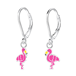 Wholesale Sterling Silver Flamingo Lever Back Earrings - JD6944