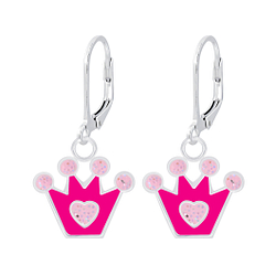 Wholesale Sterling Silver Crown Lever Back Earrings - JD6941 Wholesale Sterling Silver Crown Lever Back Earrings - JD6941