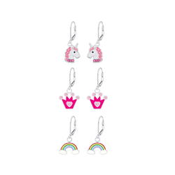 Wholesale Sterling Silver Colorful Lever Back Earrings Set - JD8396