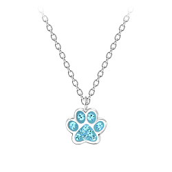 Wholesale Sterling Silver Paw Print Necklace - JD7196