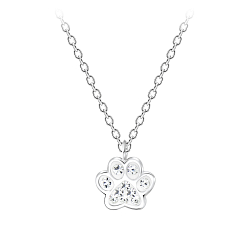 Wholesale Sterling Silver Paw Print Necklace - JD7196