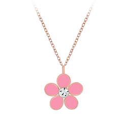 Wholesale Sterling Silver Flower Crystal Necklace - JD4662